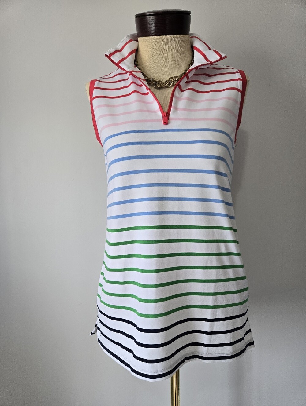 Ralph Lauren RLX White Golf Tank with Stripes. Size Medium